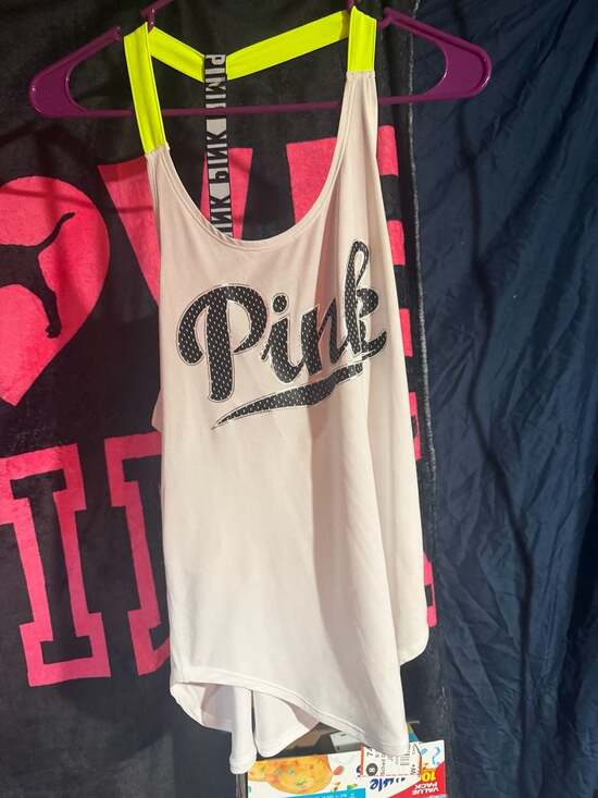 PINK Victoria's Secret Tops - PINK Victoria's Secret White Racerback T-Back Tank Top Size XS